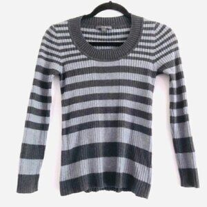 Forever 21 Knit Top L Long Sleeve Striped Ribbed Gray Basic 2000s Y2K